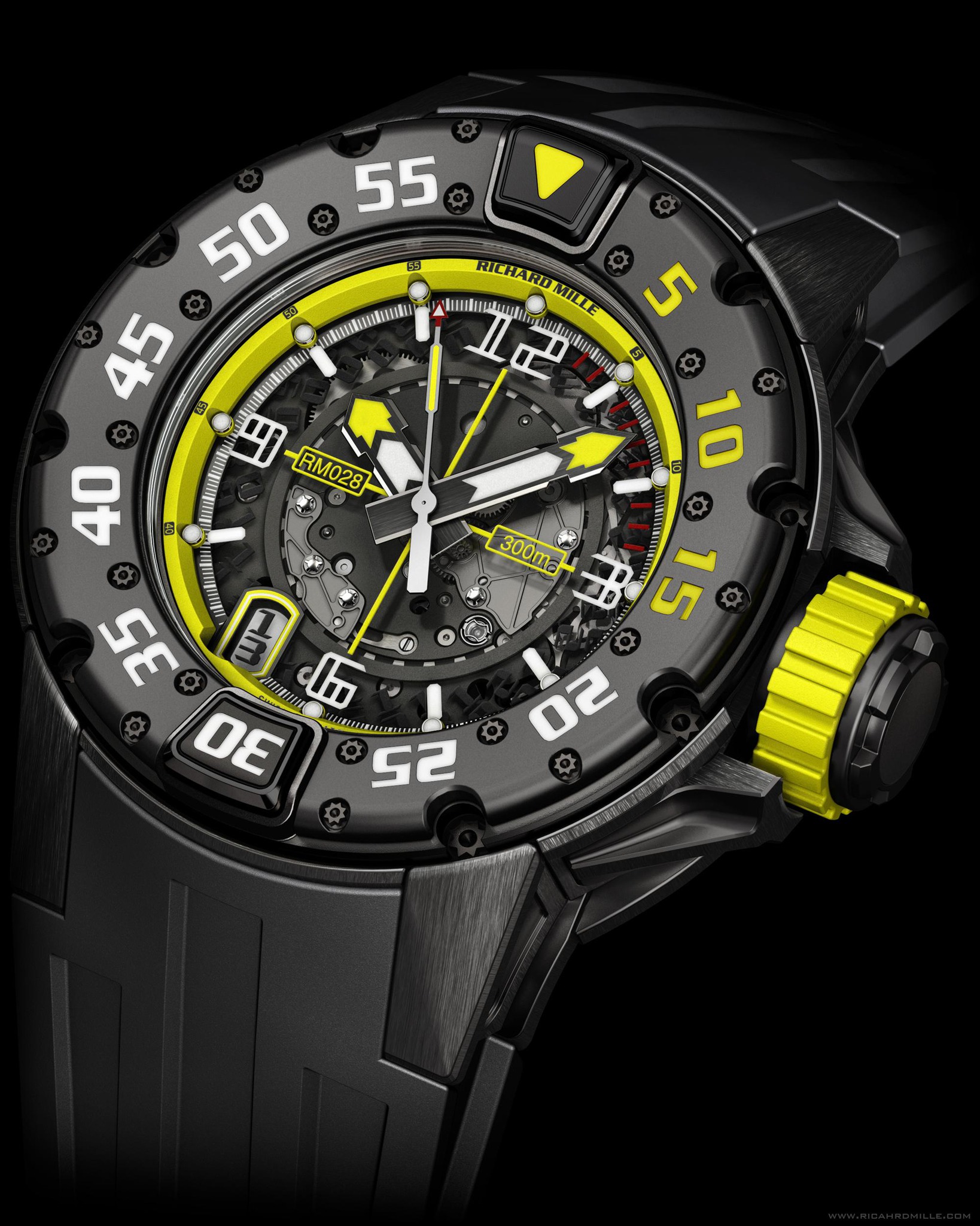 Replica Richard Mille RM 028 Diver Brazil Black Titanium Watch